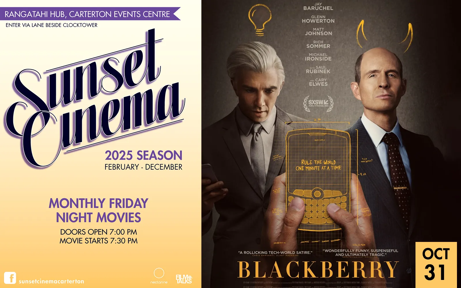 sunset cinema 2025 whats on OCT